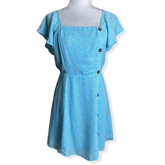 Sienna Sky NEW Turquoise Petite Floral Print Mini Sundress Cottagecore Womens M - Picture 2 of 8